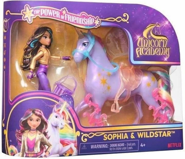 Actual product image Unicorn Academy - Sophia and unicorn Wildstar (with real mane and tail and brush)