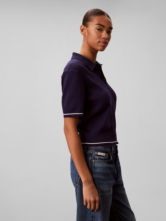 Image du produit Calvin Klein Jeans Cable Knit Cropped Short Sleeve Jumper (L)
