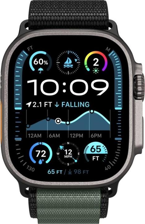 Produktbild Spigen Armband WBF1 Armband für Apple Watch 44 / 45 / 46 / 49 mm - Schwarz und Grün (49 mm, Nylon)