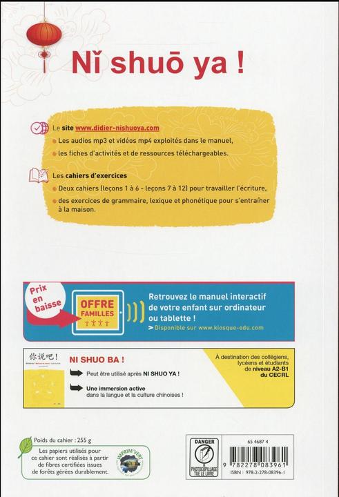 Produktbild Ni shuo ya!, méthode de chinois : cahier d'activités 1, leçons 1 à 6 (Französisch, Yezhi J., Arslangul A., Pillet I, Lamouroux C., 2016)