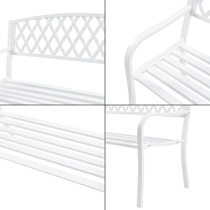 Actual product image Casa.Pro Gartenbank Opsasar Stahl 127x53,5x88 cm Weiss