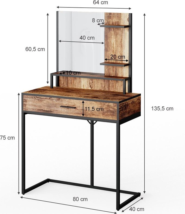 Produktbild Vicco Fyrk mit Spiegel (80 x 40 x 136 cm)