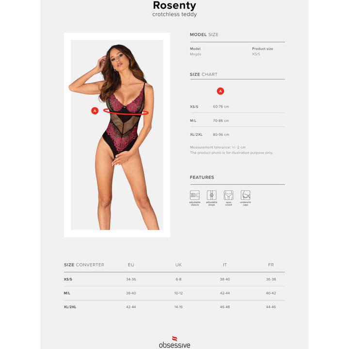 Produktbild Obsessive Rosenty Ouvert Teddy Schwarz/Lila (XXL)