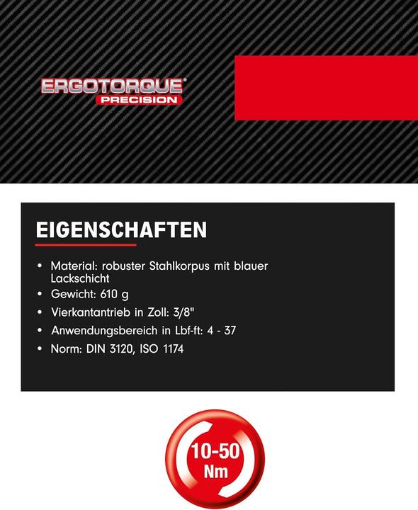 Produktbild KS Tools ERGOTORQUE®precision Ratschen-Drehmomentschlüssel (3/8", 10 - 50 Nm)