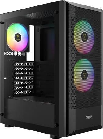 Gamdias Boitier Moyen Tour ATX Aura GC6 RGB avec panneau vitré (Noir) (ATX, mATX, Mini-ITX)