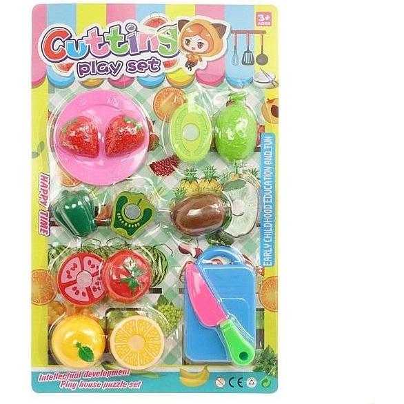 Adar, Accessori supermercato giocattolo, Obst und Gemüse auf Klettverschluss mit Schneidebrett