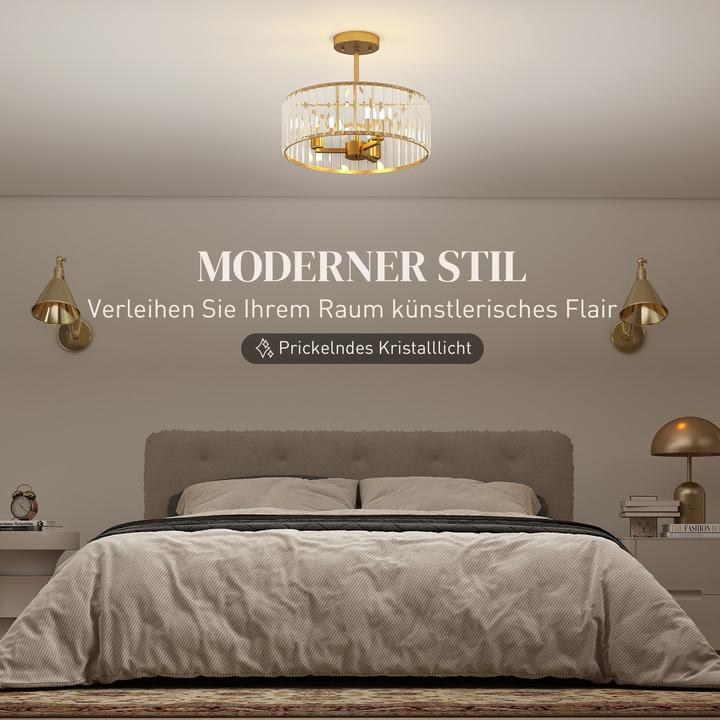 Produktbild Homcom Deckenleuchte Metall, Kristall Gold (E14)