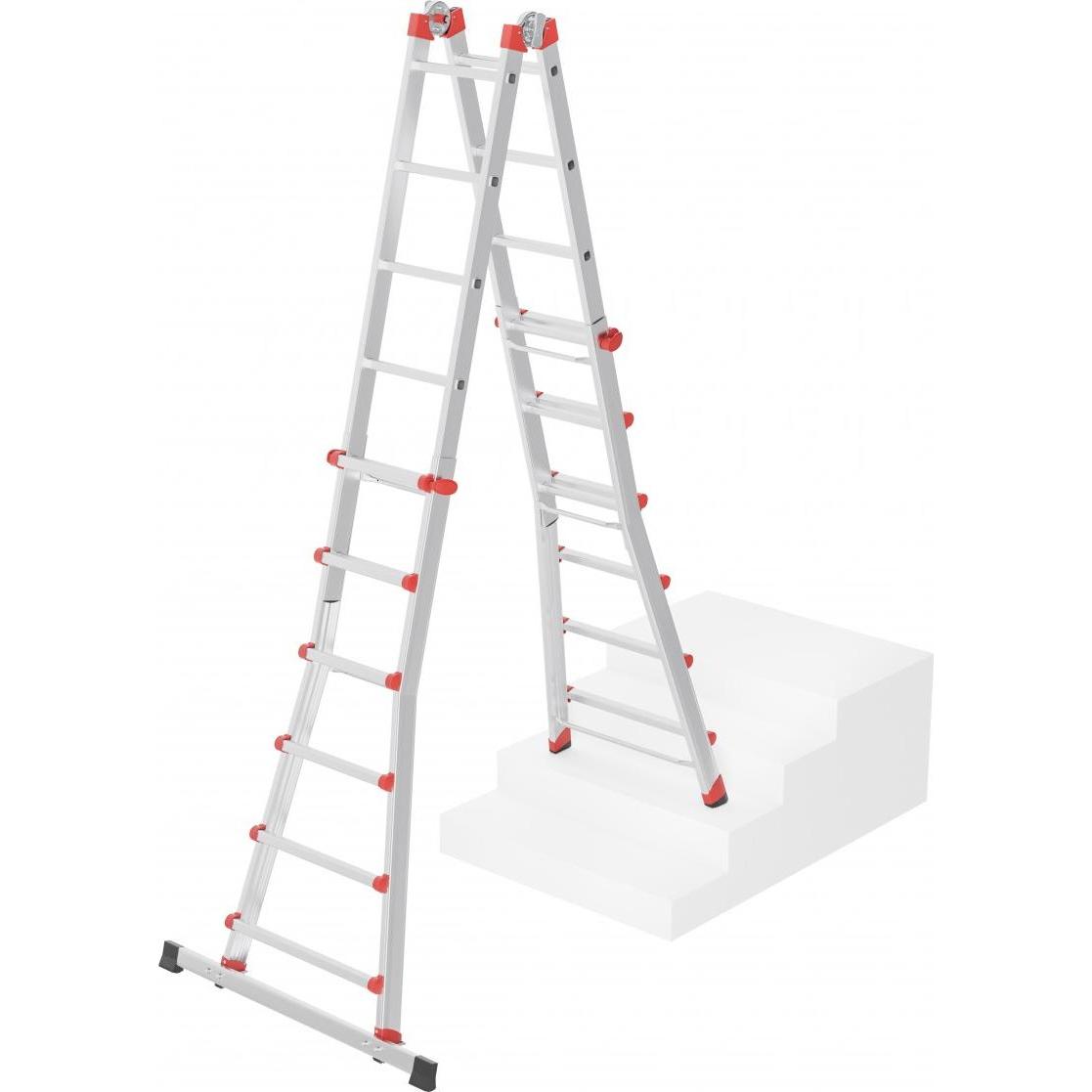 Hailo, Leiter + Gerüst, MTL Multifunktions-Teleskopleiter Aluminium 4 x 6 Sprossen (Teleskopleiter, 566 cm)