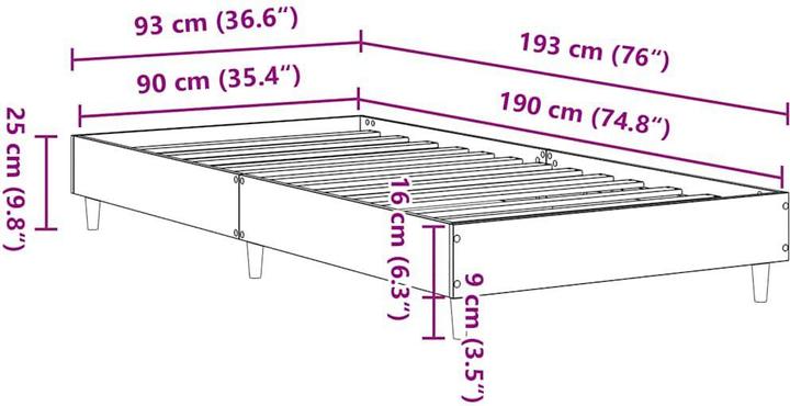 Image du produit vidaXL Bettgestell (90 x 190 cm)