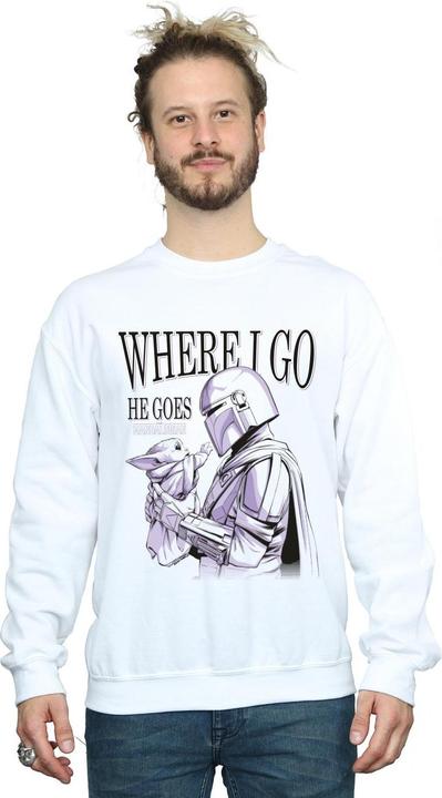 Immagine prodotto Star Wars The Mandalorian Where I Go Felpa Uomo (4XL)
