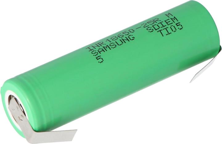 Actual product image Samsung Akku INR18650-25R ungeschützt mit Lötfahne U Form (1 pcs., 18650, 2500 mAh)