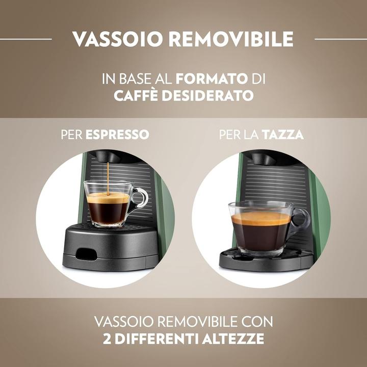 Actual product image Lavazza Tiny Eco Coffee Maker with 64 Sorted Capsules, Recycled Plastic Espresso Machine (Lavazza o modo mio)