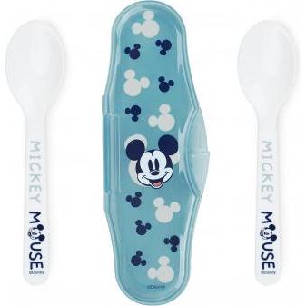 Disney Interactive Studios, Stoviglie + posate per bambini, Set Di 2 Cucchiai Con Scatola Da Trasporto Mickey Collector