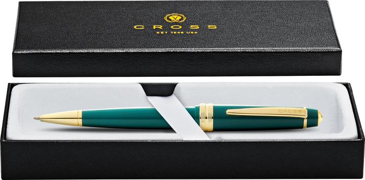 Productafbeelding Cross Balpen Kruis Bailey licht glanzend groen hars, goudkleurig afgewerkt in geschenkverpakking (Gouden fittingen, Groen, 1 x)