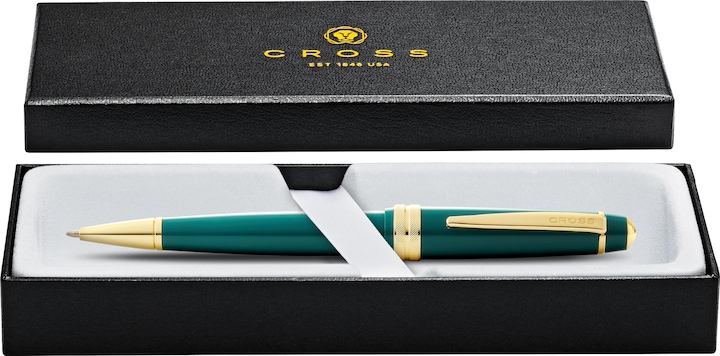 Productafbeelding Cross Balpen Kruis Bailey licht glanzend groen hars, goudkleurig afgewerkt in geschenkverpakking (Groen, Gouden fittingen, 1 x)