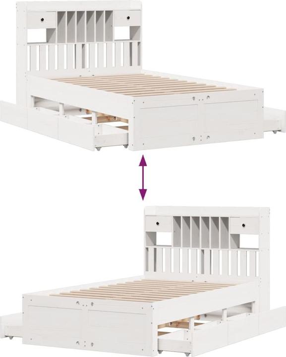 Produktbild vidaXL Bett mit Regal (135 x 190 cm)