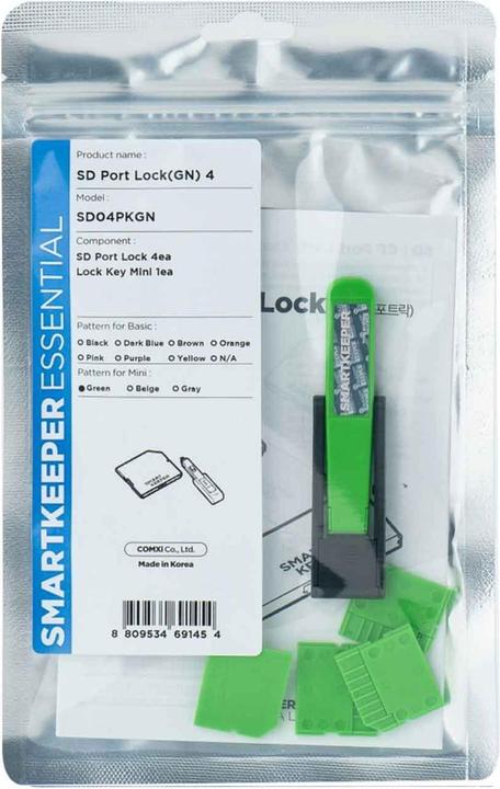 Smart Keeper SMARTKEEPER ESSENTIAL 4x Micro SD Port Blocker + Lock Key gn