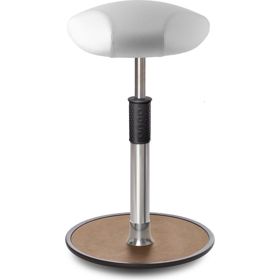 Ongo, Bürostuhl, Sitz- Stehhocker Free Tall Triangel skai Kunstleder Weiss Chrom /Natur