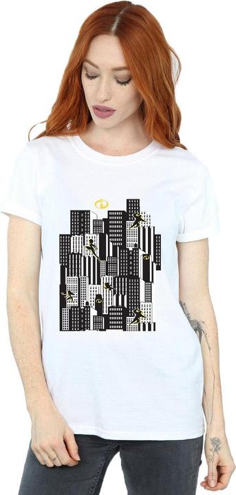 Actual product image Disney Womens/Ladies The Incredibles Skyline Cotton Boyfriend T-Shirt (M)