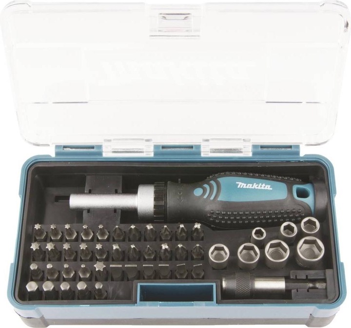 Produktbild Makita Ratschen und Bit-Set (Innensechsrund TX M10, Innensechsrund TX M15, Innensechsrund TX M20, Innensechsrund TX M30, Kreuz Phillips PH M1, Kreuz Phillips PH M2, Kreuz Pozidriv PZ M1, Kreuz Pozidriv PZ M2, Kreuz Phillips PH M3, Innensechsrund TX M40)