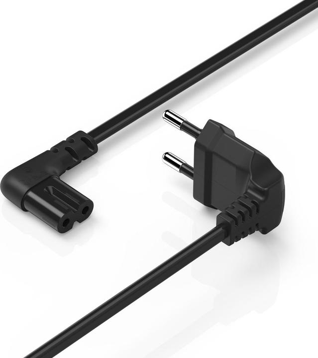 Produktbild Hama Netzkabel, beidseitig gewinkelt, Euro-Stecker, Doppelnut/C7, 3 m, Schwarz (3 m)