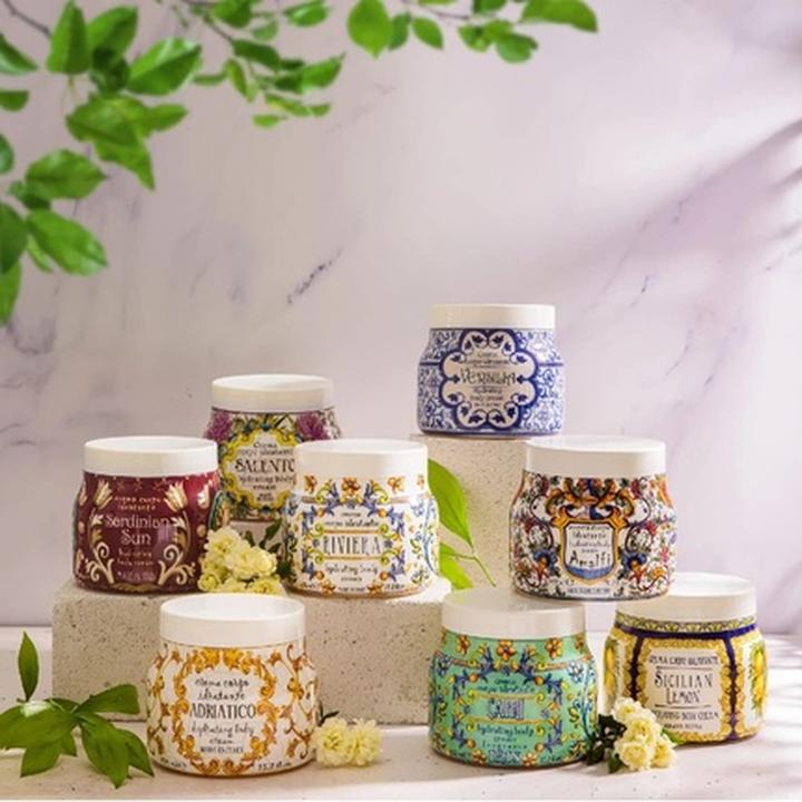 Actual product image L'erbolario Le Maioliche RIVIERA Moisturizing Body Cream 450ml Made in Italy - Patchouli, Vanilla, Nashi Pear, J (Body cream, 450 ml)