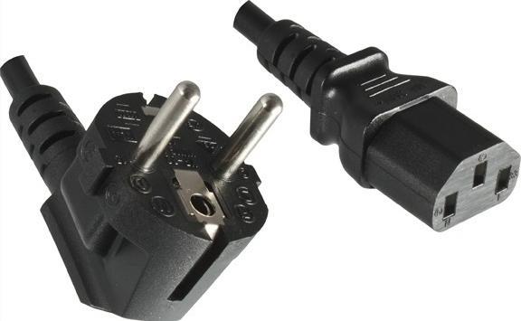 Dinic Netzkabel Europa CEE 7/7 90° auf C13, 0,75mm², VDE, schwarz, Länge 1,00m (1 m)