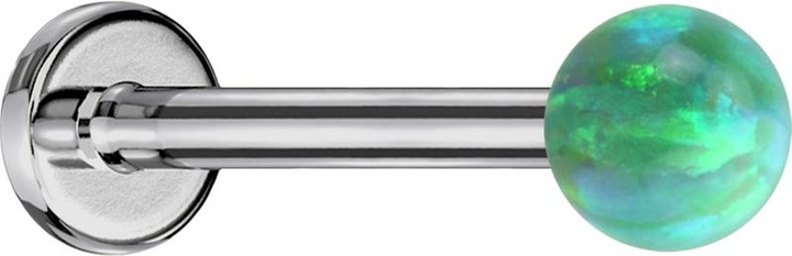 Produktbild Star Piercing Micro Labret silber mit Kugel Opal grün (Titan G23, ohne Messing)