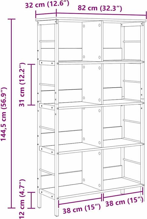 Produktbild vidaXL Bücherregal (32 x 82 x 144.50 cm)