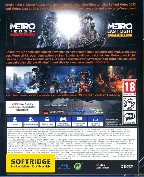 Produktbild Deep Silver Metro: 2033 Redux (PS4, DE)