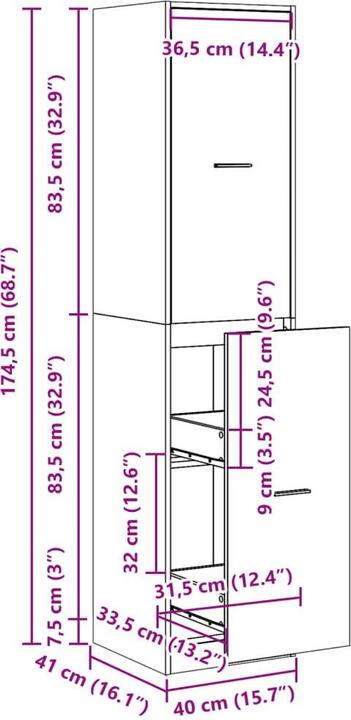 Actual product image vidaXL Apothecary cabinet