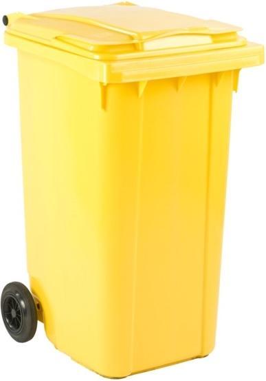 Productafbeelding ESE Plastic afvalbak 240 L geel met scharnierend deksel en wielen, robuust (240 l)
