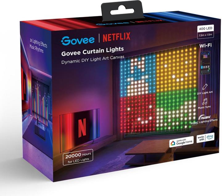 Produktbild Govee Curtain Lights (RGBIC, 150 cm, Outdoor)