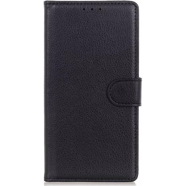 MU Classic Litchi Leder Bookcover Series (OnePlus 10 Pro), Smartphone Hülle, Schwarz