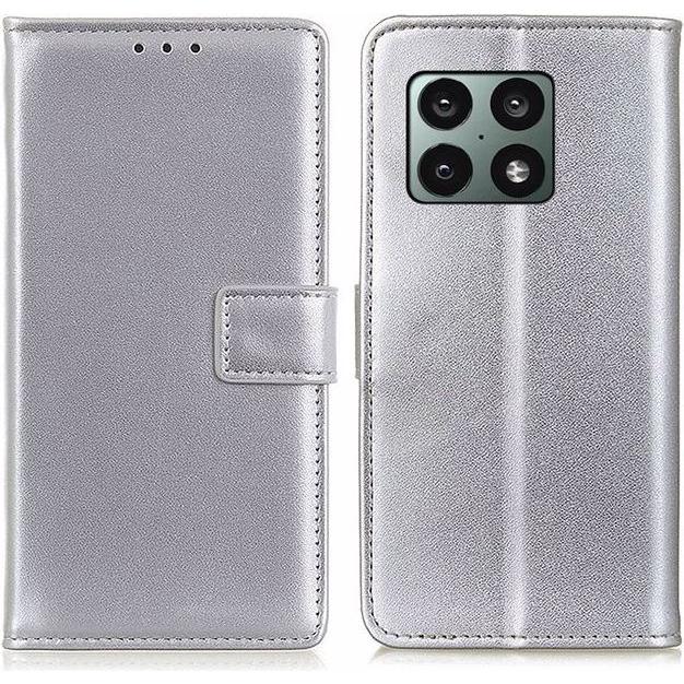 Thumbnail - MU Classic Classic II Leder Bookcover Series (OnePlus 10 Pro), Smartphone Hülle, Silber