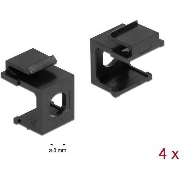 Delock Keystone Abdeckung schwarz mit 8,0 mm Durchführung 4 Stück, Elektronikkabel + Stecker, Schwarz