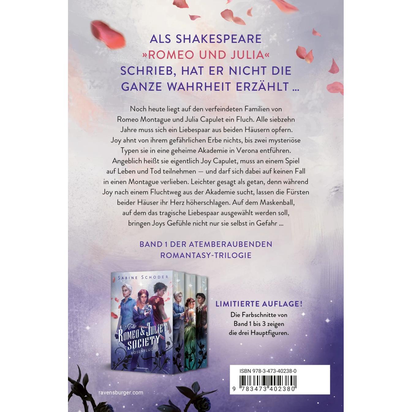 Thumbnail - The Romeo & Juliet Society, Band 1: Rosenfluch, Kinderbücher von Sabine Schoder