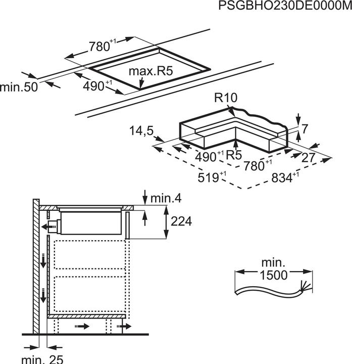 Image du produit Electrolux KCC84453CK Table de cuisson noire intégrée 84 cm céramique 4 zone(s)