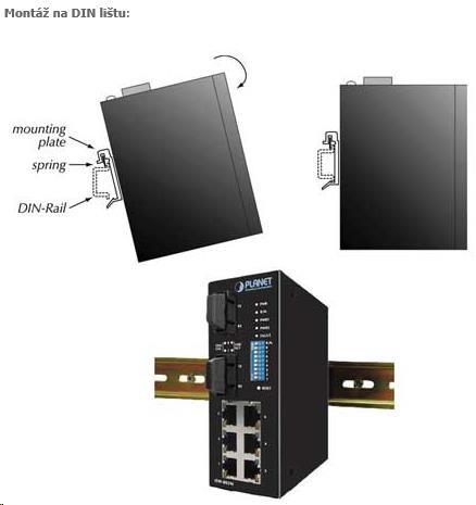 Produktbild Planet IP30 Slim Type 4-Port industrieller Ethernet Switch + 1-Port 100Base-FX(SC) (-10 - 60ø C) (4 Ports)