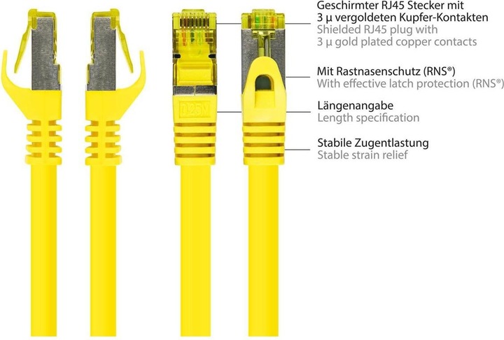 Actual product image Varia SO-35805 - Patchcable Cat.7, S/FTP, 40m, yellow (S/FTP, CAT6, 40 m)