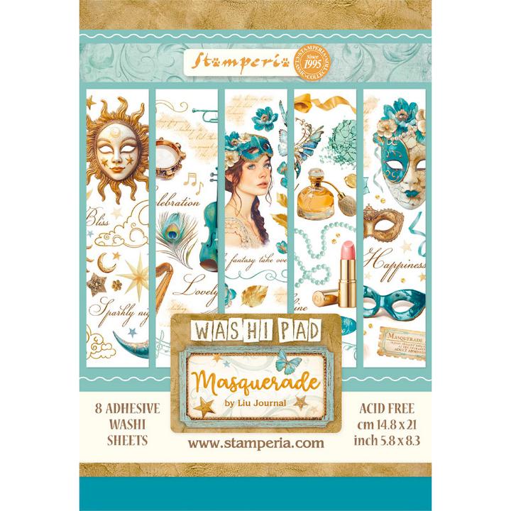Immagine prodotto Stamperia Washi Pad "Masquerade", 8 Blatt, A5