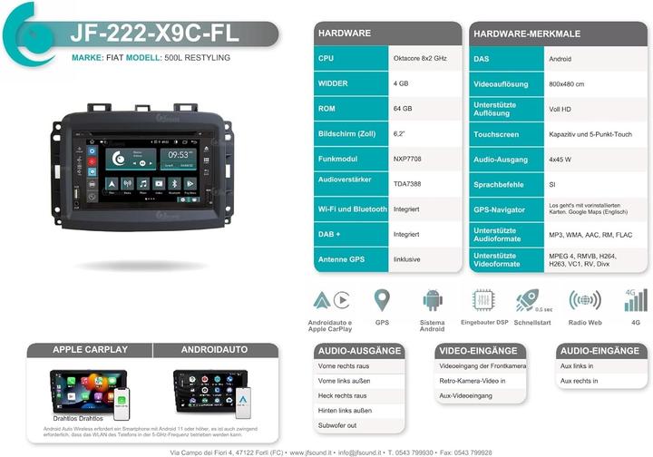 Actual product image JFSound Android GPS Bluetooth WiFi USB DAB+ Touchscreen CarPlay Android Auto DVD Head Unit (Android car, Apple Carplay)