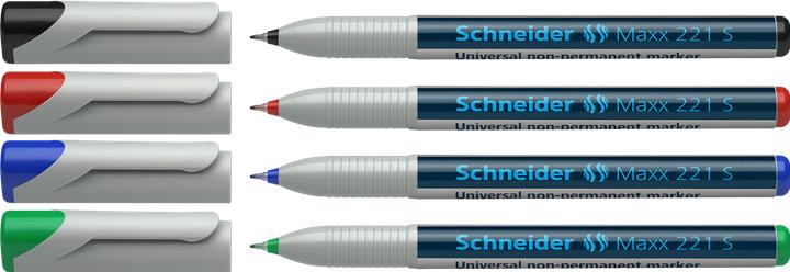 Immagine prodotto Schneider Marcatore OHP Maxx solubile in acqua, S, confezione da 4: rosso, blu, verde, nero (4 x)
