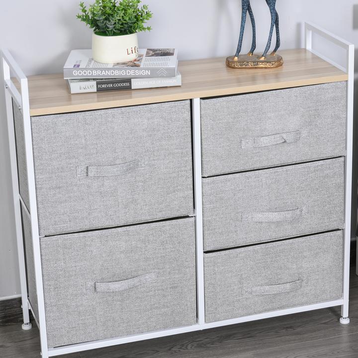 Actual product image Homcom Fabric chest with 5 fabric drawers (83 x 29 x 77 cm)