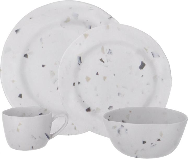 Travellife Soria Camping -Set Terrazzo 16 -Stück - Kratzer und Spülmaschine sicher - Matt Keramik Lo