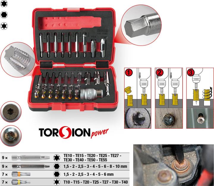 Image du produit KS Tools Jeu d'extracteurs de vis (Torx (TX), Clé Allen)