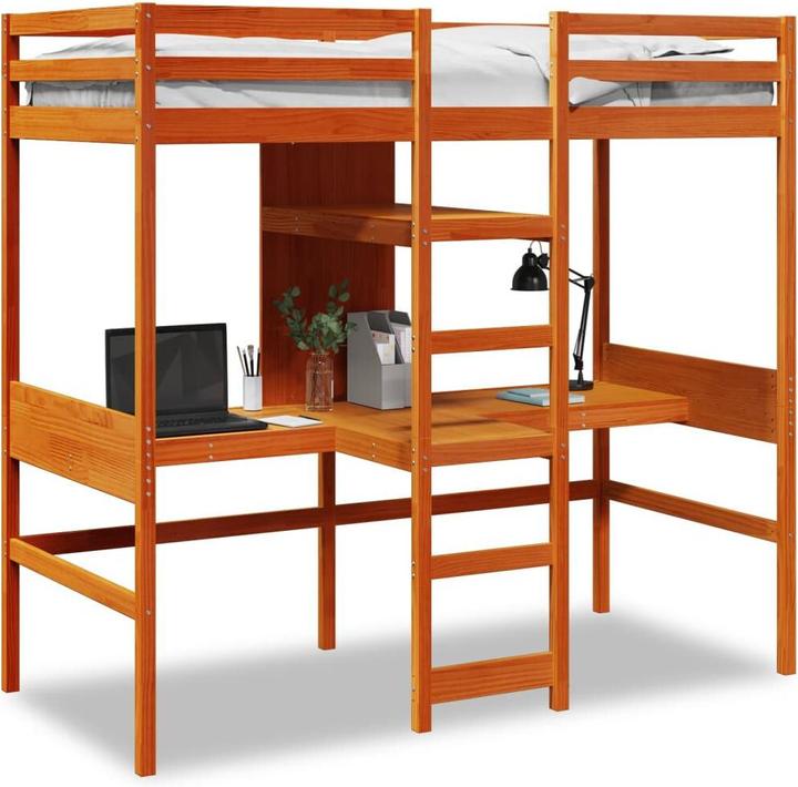 Image du produit vidaXL Lit mezzanine avec bureau & rangements (90 x 200 cm)