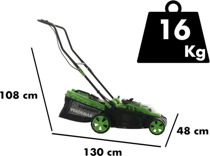 Actual product image Verdemax RS20 AkkuRasenmäher2x20V2,5Ah, Schnittbreite 38 cm (Rechargeable battery operated)
