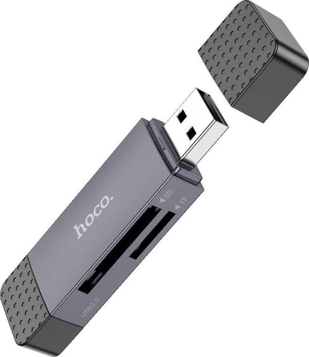 Actual product image Hoco Headphone with microphone Card reader SD / TF USB A / USB C 3.0 metal gray (USB 3.0, USB-C 3.0)
