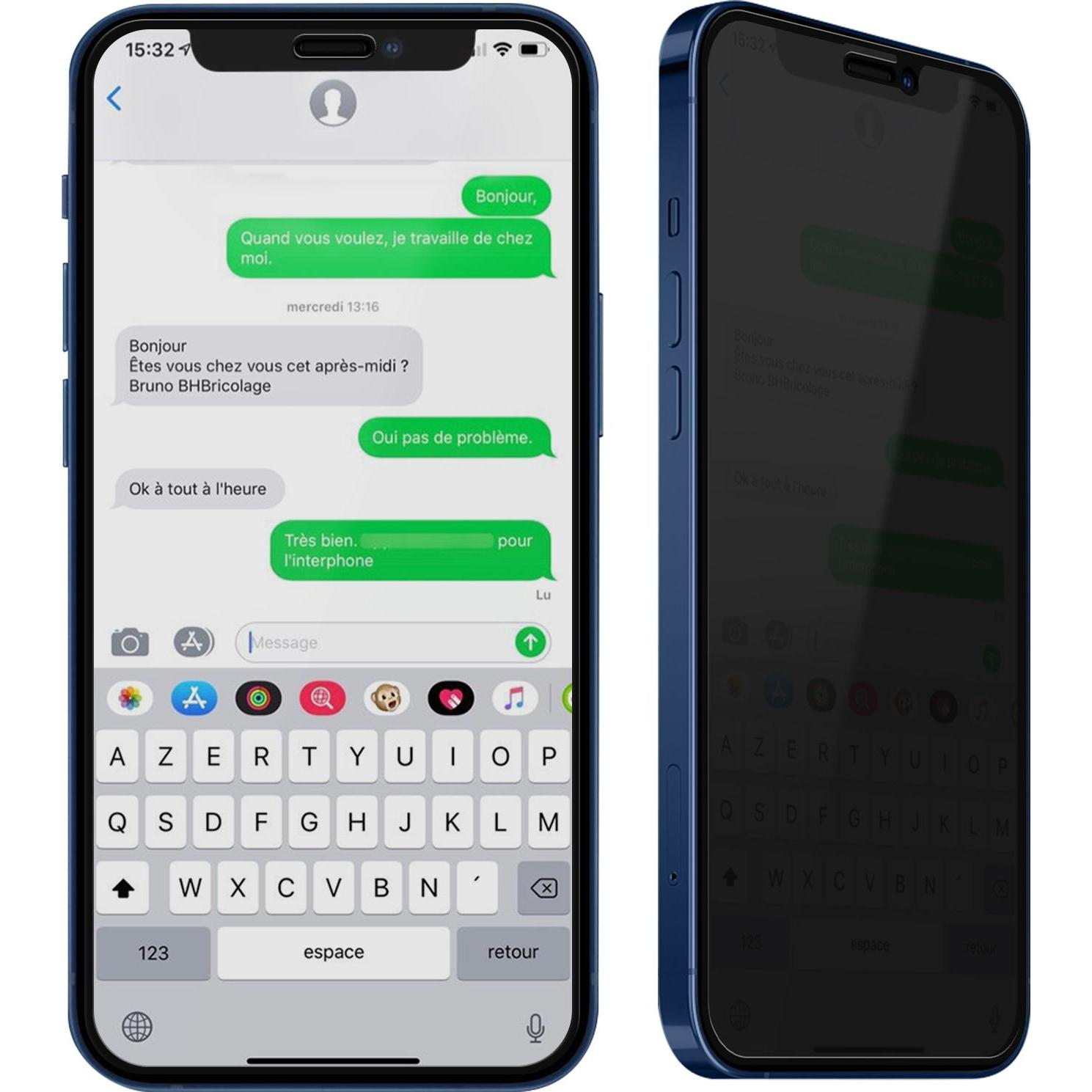 Thumbnail - Avizar Privacy Bilschirmschutz aus Glas (2 Stück, Apple iPhone 12 mini), Smartphone Schutzfolie, Schwarz